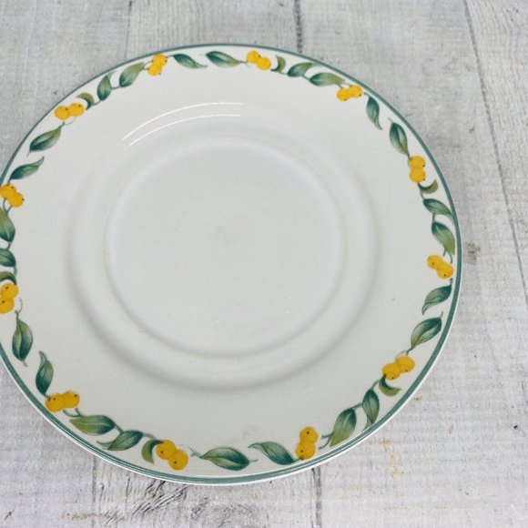 Julie Pople Avon COUNTRY FRUIT COLLECTION Porcelain Lemon Rim Saucers Set of 4 - Picture 6 of 16